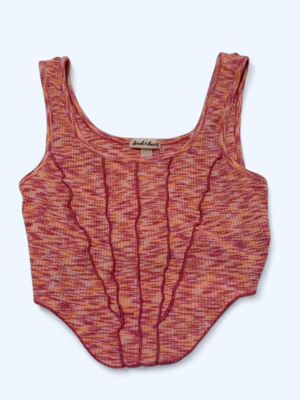 Multicolor Pink Orange Ribbed Tank
